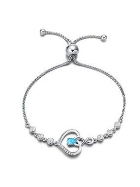 Sterling Silver Turquoise Infinity Heart Bracelet Birthstone Tennis Womens Gift